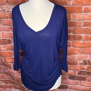 Impressions Dark Purple 3/4 sleeve V-Neck T Shirt